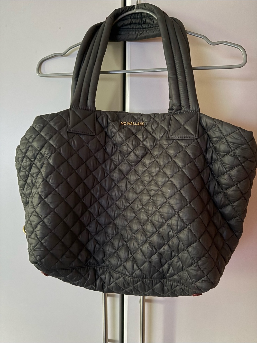 MZ Wallace Quilted Nylon Tote in Black .